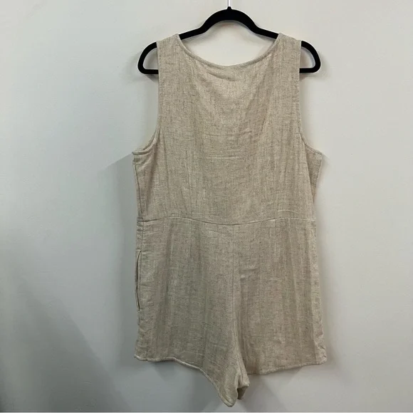 Madewell V Neck Button Down Linen Blend Romper - Picture 8 of 13